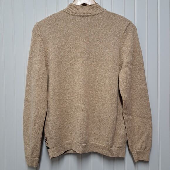 VTG Alfred Dunner Full Zip Sweater Womens PL Beige Knit Cardigan Embroidered 90s - Picture 2 of 15